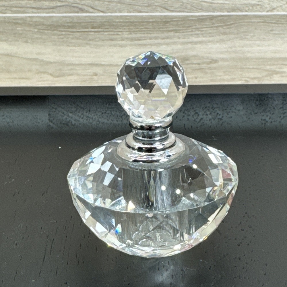 Oleg Cassini Lot Of 3 Crystal Small Perfume Bottle Glass Dauber Geometric Shape - Picture 16 of 16